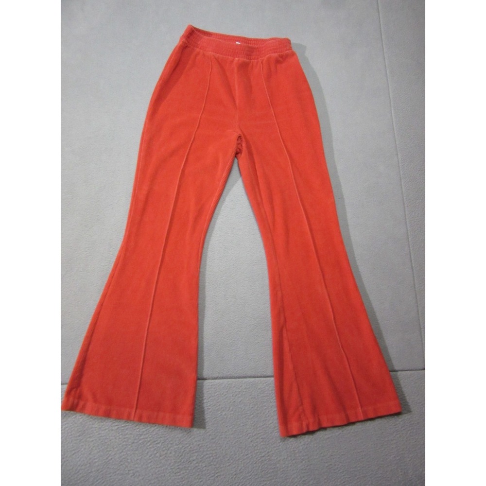 Aerie Pants Womens Medium Red Ribbed Knit Flare Leg High Waisted Preppy Pull On